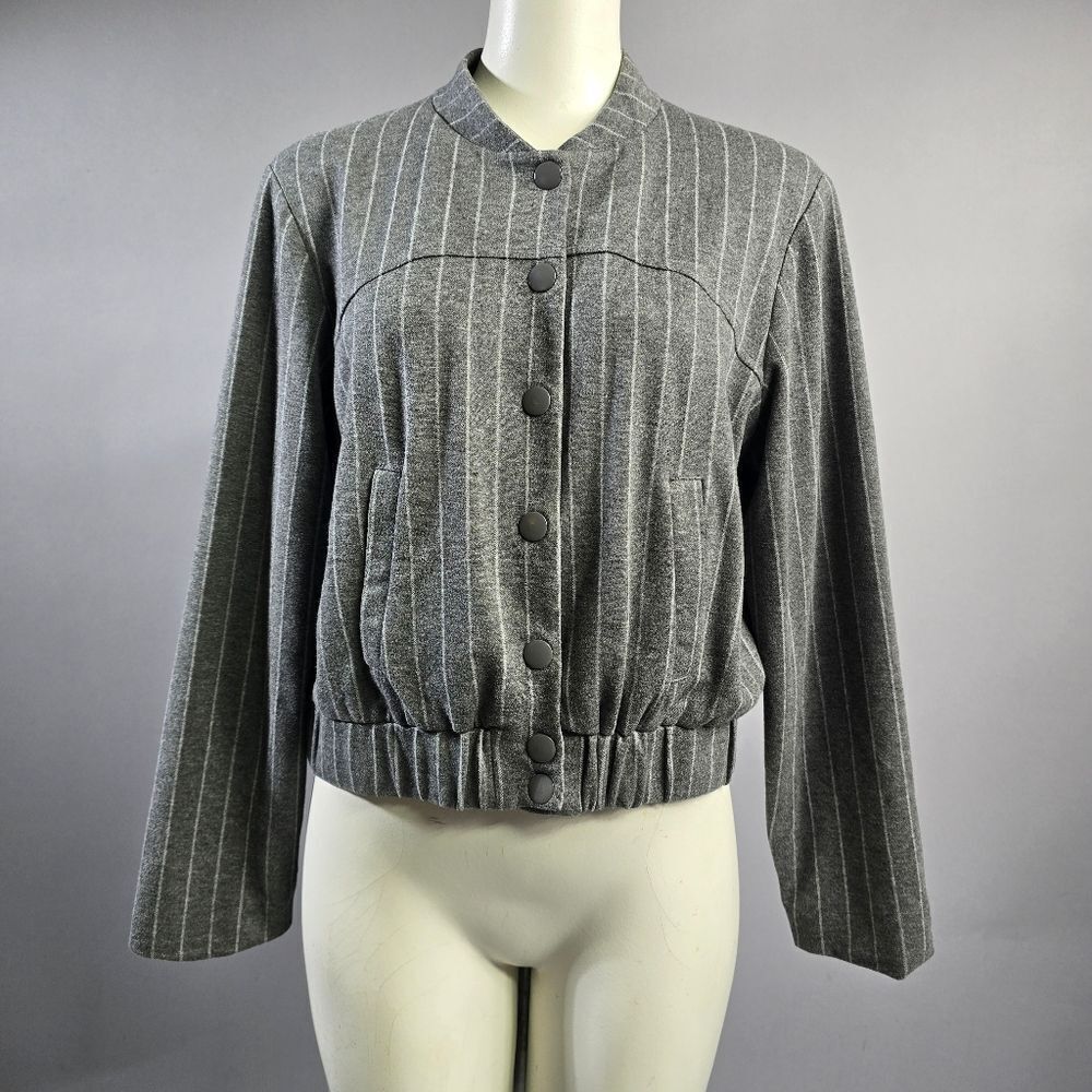 Joie Gray Pinstripe Bomber Jacket R12
